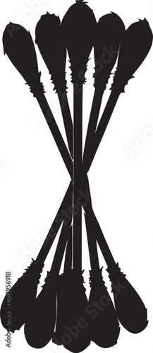 Cotton swabs in silhouette full white baackground..