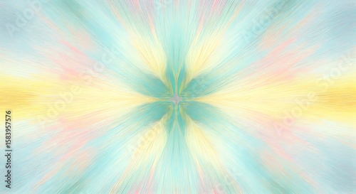 Soft pastel colors create a centered abstract explosion of lines and light for a peaceful effect.
