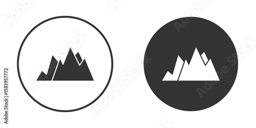 Mountain icon simple solid style concept. Clipart vectors