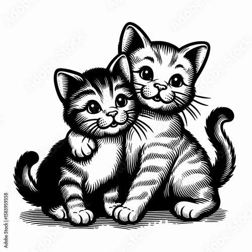 Two playful kittens cuddling