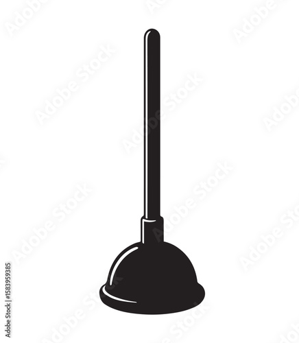 Plunger in silhouette full white baackground.