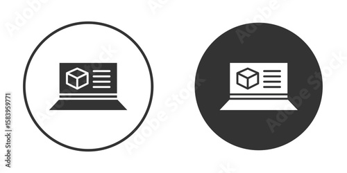 Computer simulation icon simple solid style concept. Clipart vectors
