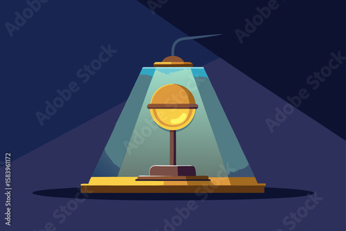 Flat Vector of a Night Lamp Turned On with Warm Light