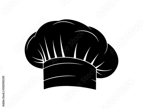 Vector image of a chef’s hat in silhouette full white baackground