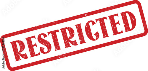 Red Ink Restricted Stamp Impression on White Background Grunge Textured Seal of Approval
