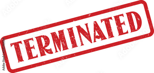 Red Terminated Rubber Stamp on White Background with Textured Worn Look, Termination Concept