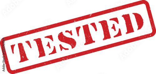 Grunge Red Tested Stamp Illustration on White Background for Quality Assurance and Validation