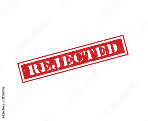 Distressed Red Ink REJECTED Stamp on White Background Indicating Disapproval or Denial