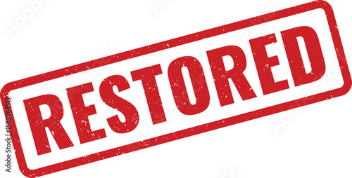Red Restored Rubber Stamp Impression on White Background Indicating a Finished Refurbishment Process