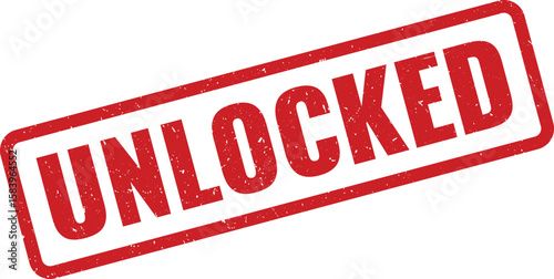 Red Unlocked Rubber Stamp on White Background Permission Granted, Access Allowed
