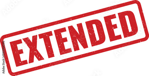 Grunge Red Extended Rubber Stamp Impression on White Background for Official Announcements