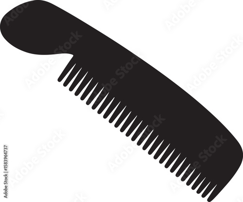 Hair comb in silhouette full white baackground.