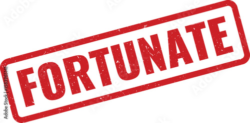 Red Fortunate Rubber Stamp on White Background Word Meaning Success, Luck, and Privilege