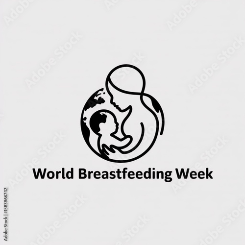 World breastfeeding week outline logo design. Simple world breastfeeding week logo design with a modern outline style, line art style illustration isolated on white background
