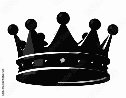 Elegant Black King's Crown Isolated on White Background. Symbol of Royalty, Power, Success, and Premium Quality.