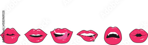 Lips Vector Icon Set for Beauty and Fashion Designs

