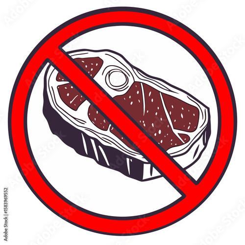 No meat symbol with crossed-out steak illustration  