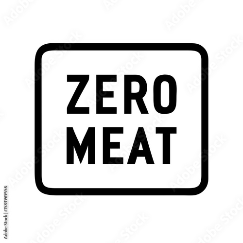 Zero meat label with black lettering on transparent background  