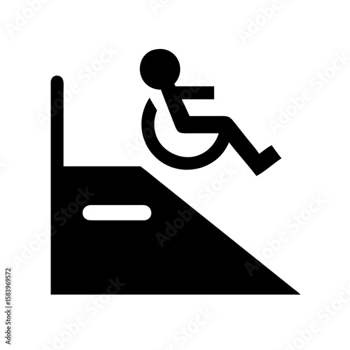 An “Accessible ramp” sign indicating that a wheelchair user can pass here 
