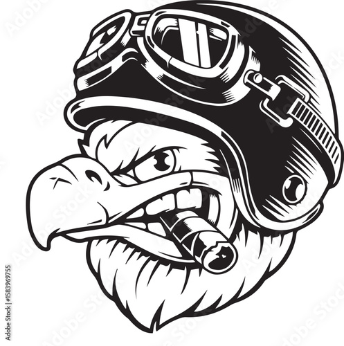 Aggressive Eagle Biker with Cigar