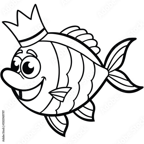 see under water fish line art coloring fish