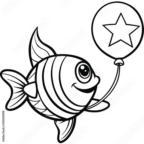 see under water fish line art coloring fish