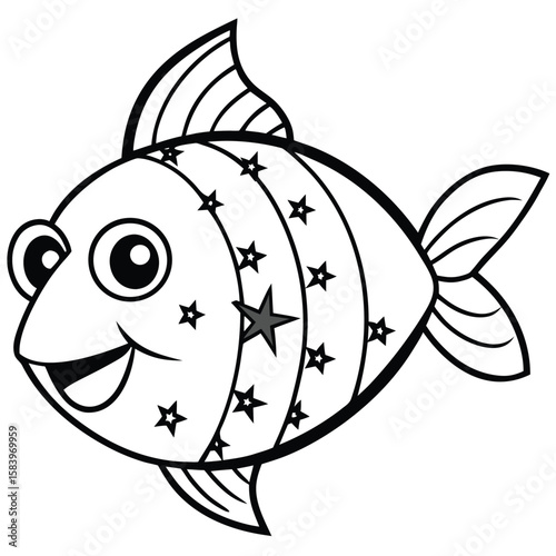 see under water fish line art coloring fish