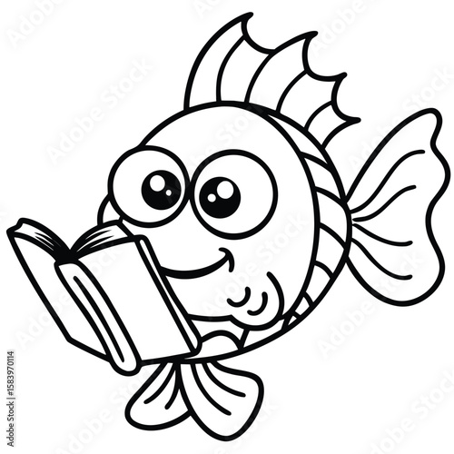 see under water fish line art coloring fish