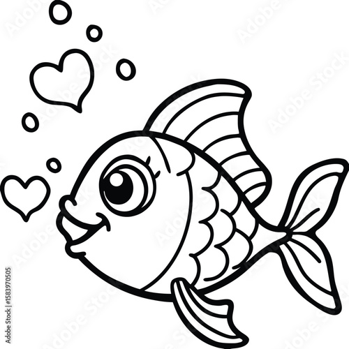 see under water fish line art coloring fish