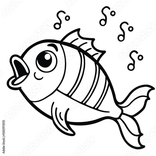 see under water fish line art coloring fish