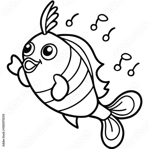 see under water fish line art coloring fish