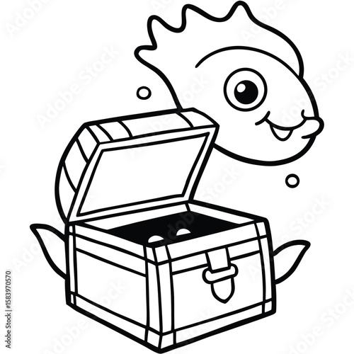 see under water fish line art coloring fish