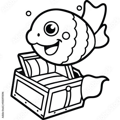 see under water fish line art coloring fish