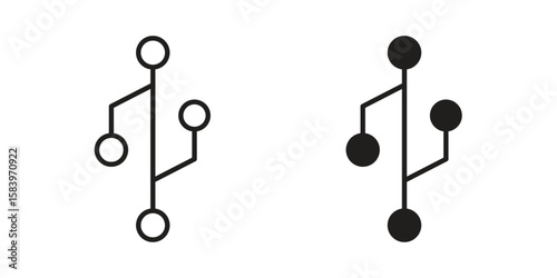 Version control icon set line art and glyph design. Eps10