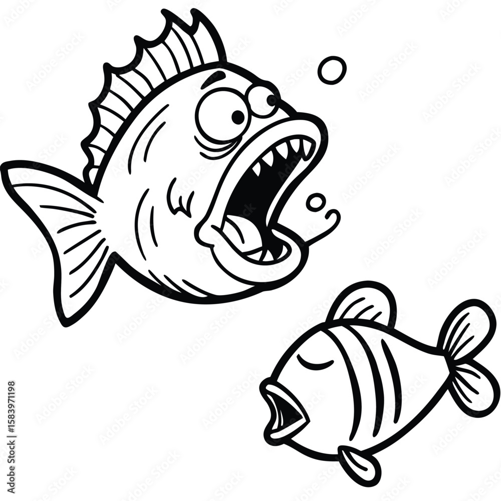 Obraz premium see under water fish line art coloring fish