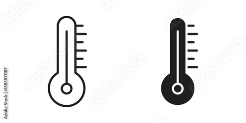 Thermometer icon set line art and glyph design. Eps10
