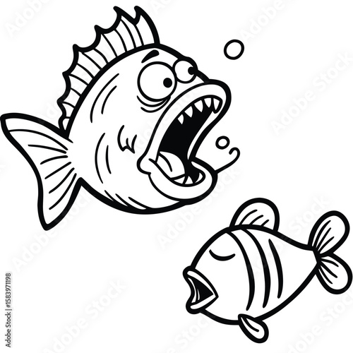 see under water fish line art coloring fish