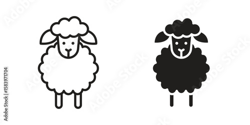 Sheep icon set line art and glyph design. Eps10