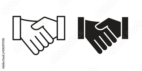 Shake hands icon set line art and glyph design. Eps10