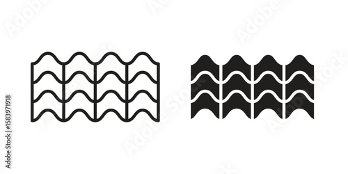 Roof tile icon set line art and glyph design. Eps10