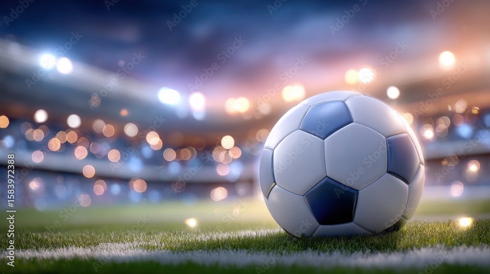 Fototapeta premium Stunning soccer stadium night scene anticipation and atmosphere
