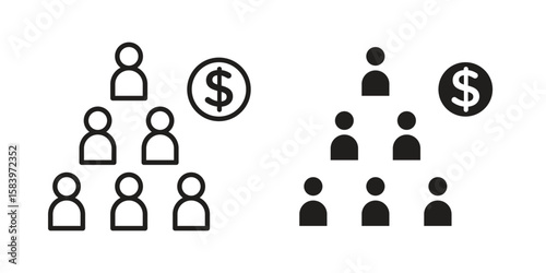 Ponzi scheme icon set line art and glyph design. Eps10