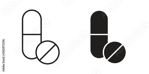 Pills icon set line art and glyph design. Eps10