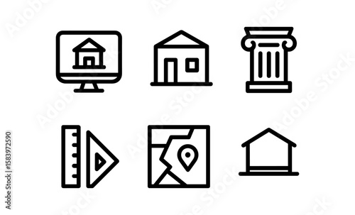Modern line icons of architecture and design with minimalist style