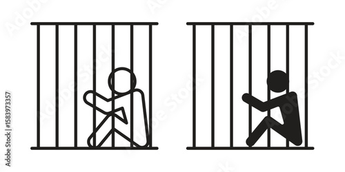 Jail icon set line art and glyph design. Eps10