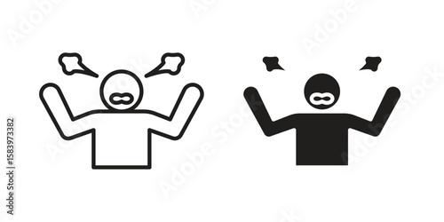 Irritated human icon set line art and glyph design. Eps10