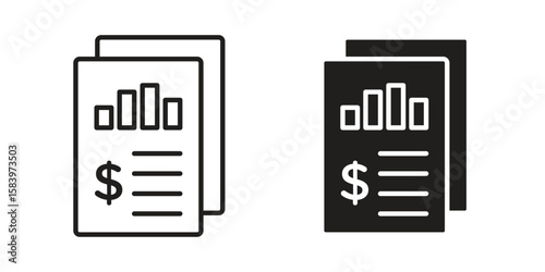 Income statement icon set line art and glyph design. Eps10