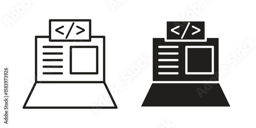 Front end icon set line art and glyph design. Eps10