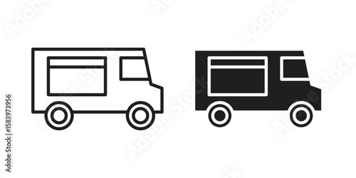 Food truck icon set line art and glyph design. Eps10