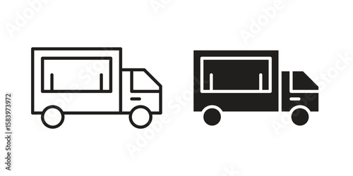 Food truck icon set line art and glyph design. Eps10